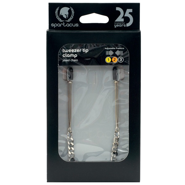 Spartacus Adjustable Tweezer Nipple Clamps w/Jewel Chain