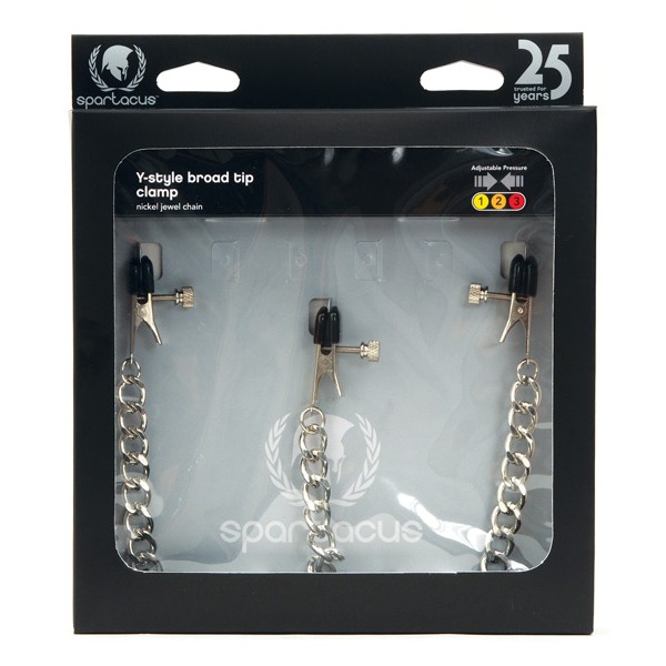 Spartacus Y-Style Broad Tip Nipple Clamps & Clit Clamp