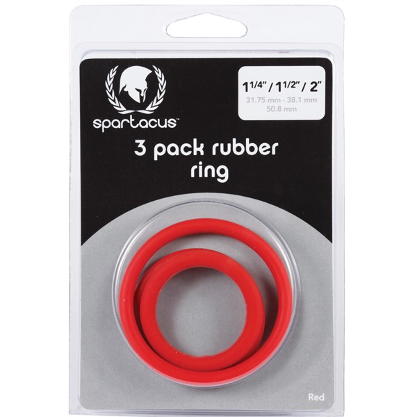 Spartacus Rubber Cock Ring Set - Red Pack of 3