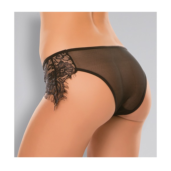 Adore Lavish & Lace Crotchless Panty Black (One Size Fits Most)