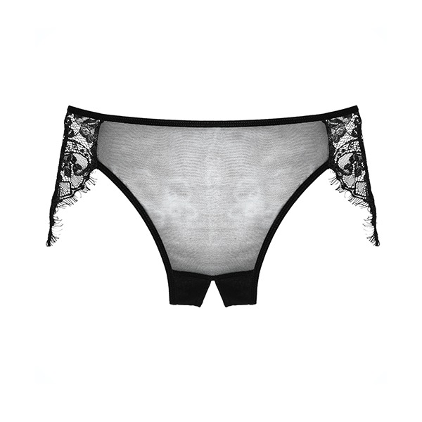 Adore Lavish & Lace Crotchless Panty Black (One Size Fits Most)