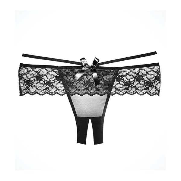 Adore Angel  Crotchless Panty Black (One Size Fits Most)