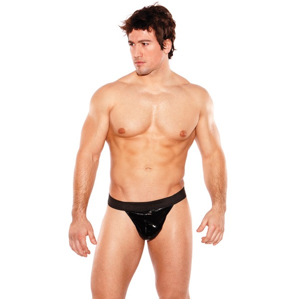 Zeus Wet Look Thong Black (One Size Fits Most)