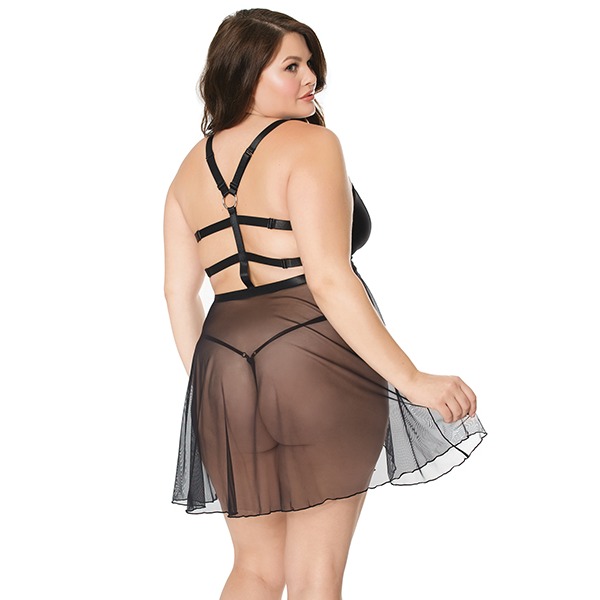 Double-Slit-Sheer-Babydoll-w-Cage-Detail-Back-and-G-String-Black-OS-XL