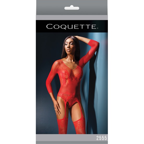 Sleek-Seamless-Stretch-Net-Long-Sleeve-Teddy-w-Attch-Stockings-Red-One-Size-Fits-Most-