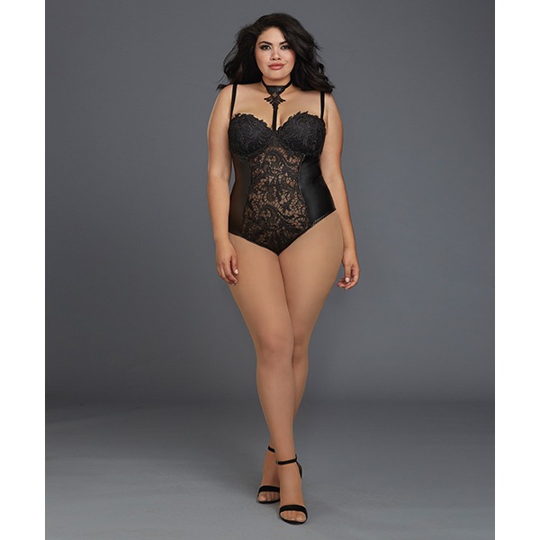 Venice-Lace-and-Stretch-Faux-Leather-Teddy-w-Snap-Crotch-Black-1X