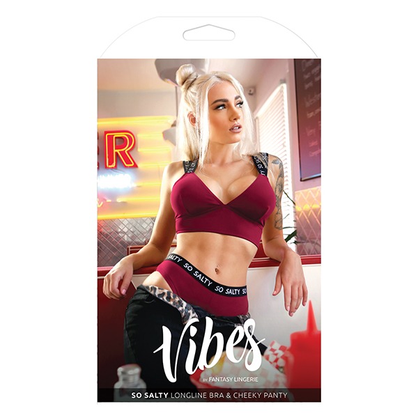 Vibes So Salty Long Line Bra & Cheeky Panty Berry Bliss S/M