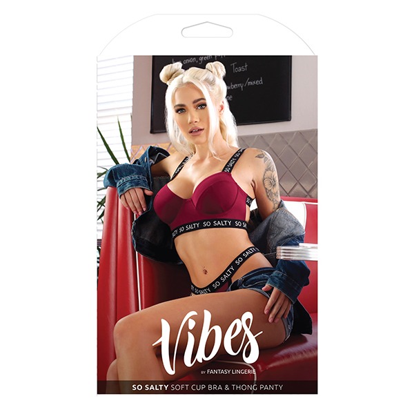 Vibes So Salty Soft Cup Bralette & Thong Berry Bliss L/XL
