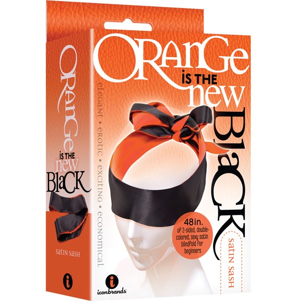 The 9's Orange is the New Black Satin Sash Reversible Blindfold