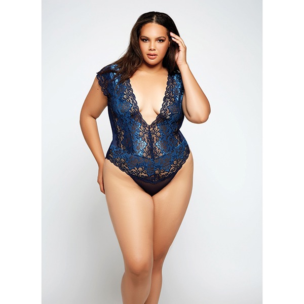 Lace-and-Mesh-Deep-V-Teddy-Blue-2X