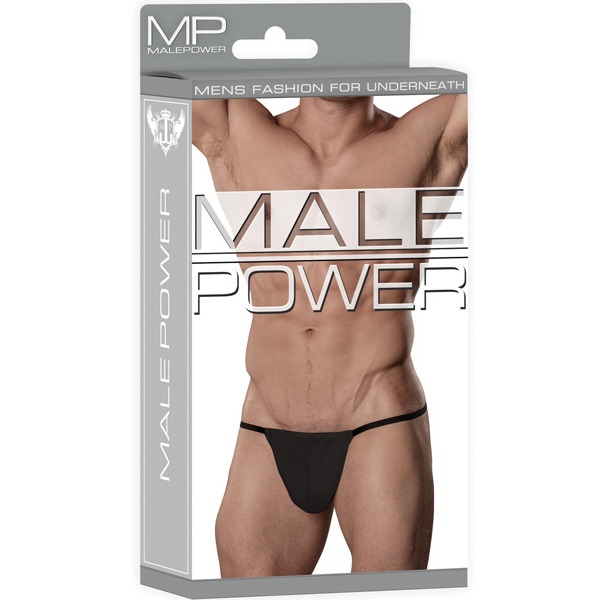 Male Power Nylon Lycra Pouch Thong Black (One Size Fits Most)