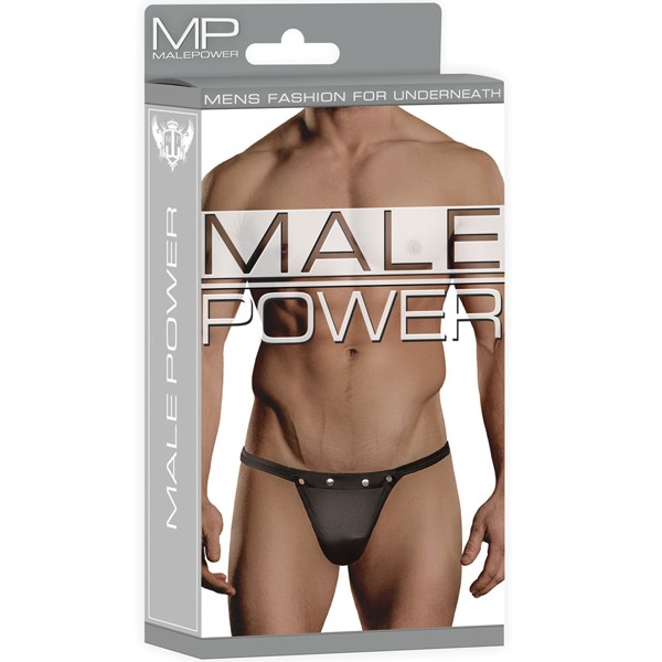 Male Power Rip off Thong w/Studs Black S/M