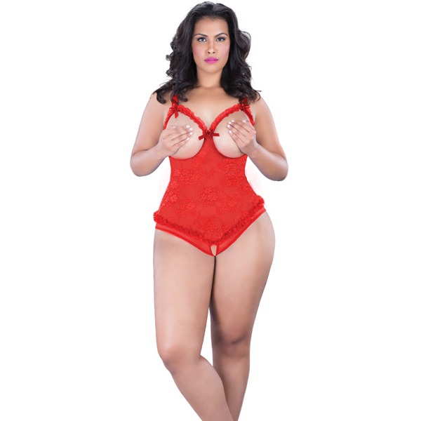 Lace-Open-Cup-and-Crotchless-Teddy-Red-QN
