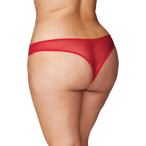 Crotchless Thong w/Pearls Red 1X/2X