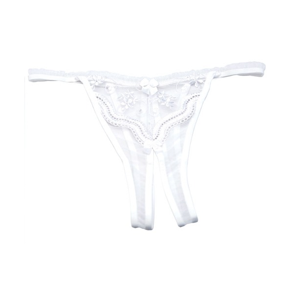 Scalloped Embroidery Crotchless Panty White (One Size Fits Most)