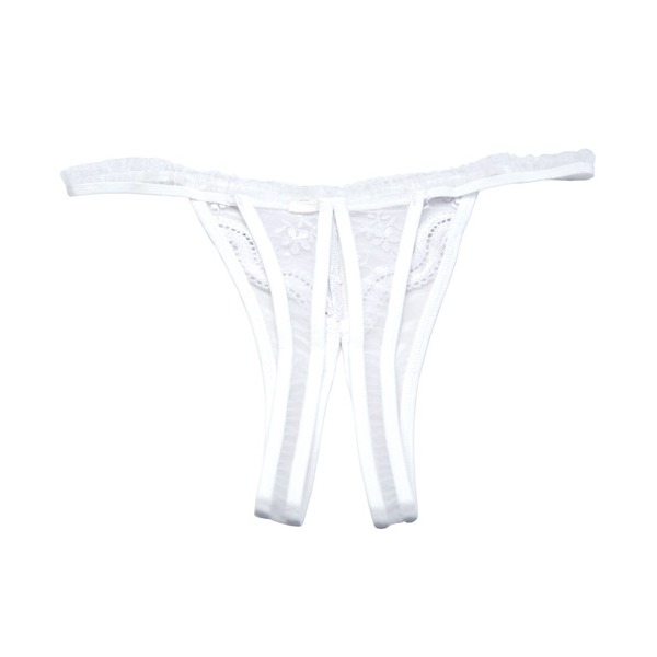 Scalloped Embroidery Crotchless Panty White (One Size Fits Most)
