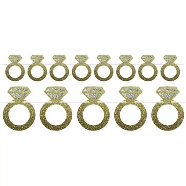 Diamond Rings Streamer - Gold