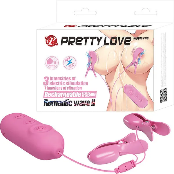 Pretty-Love-Romantic-Wave-II-Estim-and-Vibrating-Nipple-Clip-Pink