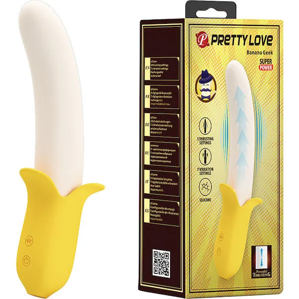 Pretty-Love-Banana-Geek-Thrusting-Vibrator-Yellow
