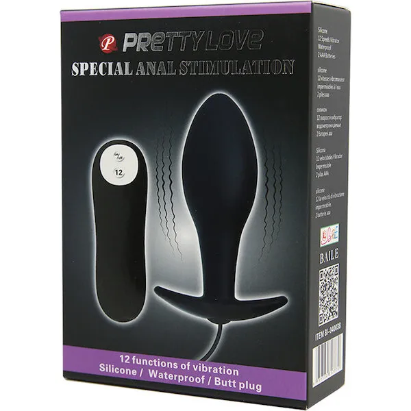 Pretty Love Vibrating Bulb Shaped Butt Plug - Black