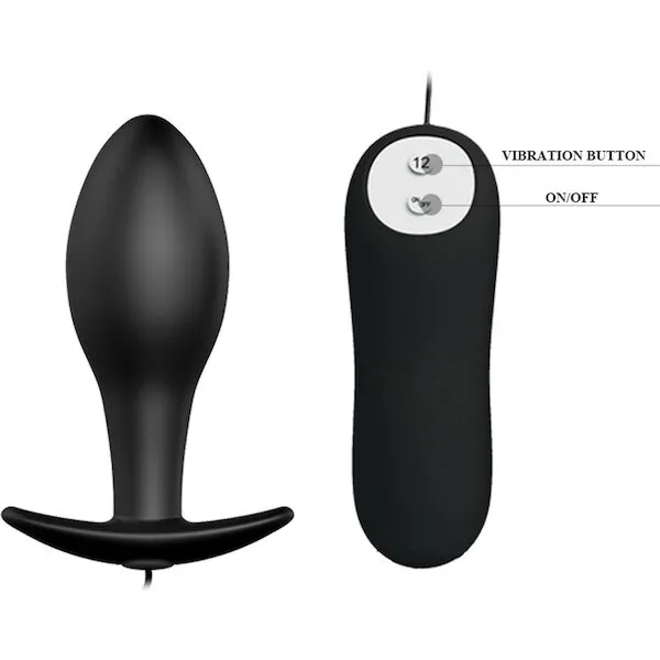 Pretty Love Vibrating Bulb Shaped Butt Plug - Black