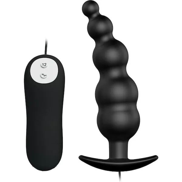 Pretty-Love-Vibrating-Bead-Shaped-Butt-Plug-Black