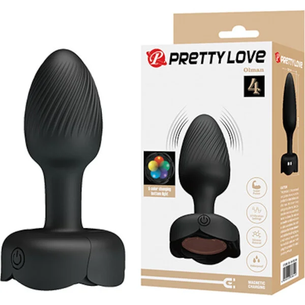 Pretty-Love-Olman-Small-Butt-Plug-w-Multi-Color-Bottom-Light-Black