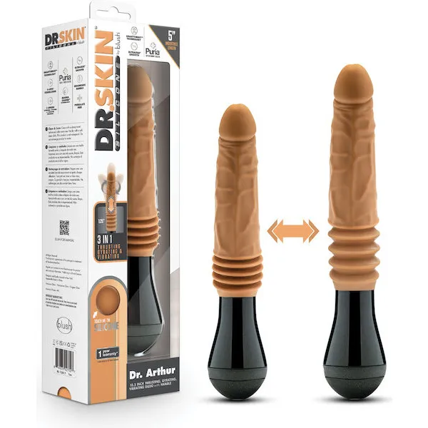 Blush Dr. Skin Silicone Dr. Arthur Thrusting Gyrating Vibrating Dildo - Tan