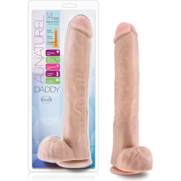 Blush-Au-Naturel-Daddy-14-inch-Sensa-Feel-Dual-Density-Dildo-Vanilla