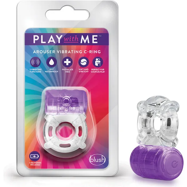 Blush Play with Me One Night Stand Vibrating C Ring - Purple
