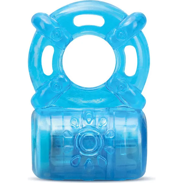 Blush Stay Hard Rechargeable 5 Function Cock Ring- Blue
