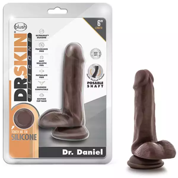 Blush-Dr-Skin-Silicone-Dr-Daniel-6-inch-Dildo-w-Balls-Chocolate