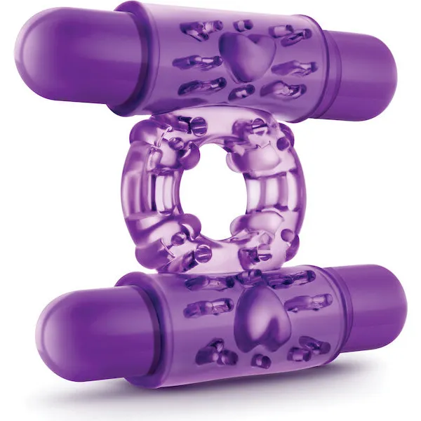 Blush Play With Me Double Play Dual Vibrating Cockring - Purple