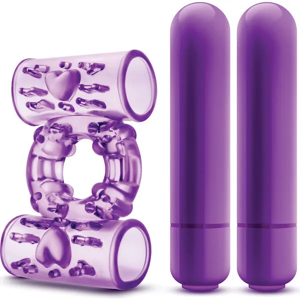 Blush Play With Me Double Play Dual Vibrating Cockring - Purple