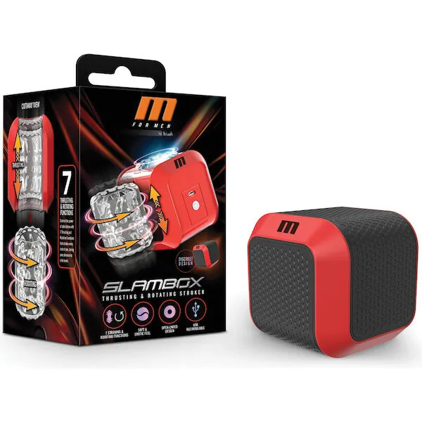 Blush M for Men SlamBox Thrusting & Rotating Stroker - Red