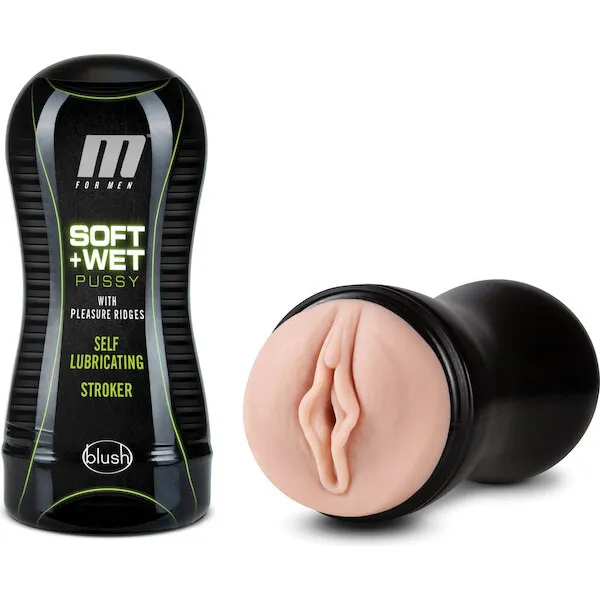 Blush M for Men Soft and Wet Pussy with Pleasure Ridges Self Lubricating Stroker - Vanilla