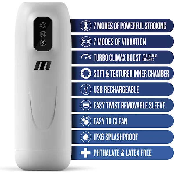 Blush-M-for-Men-Robo-Bator-Powered-Vibrating-Stroker-White
