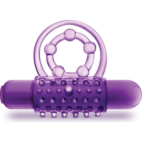 Blush Play With Me the Player Vibrating Double Strap Cockring - Purple