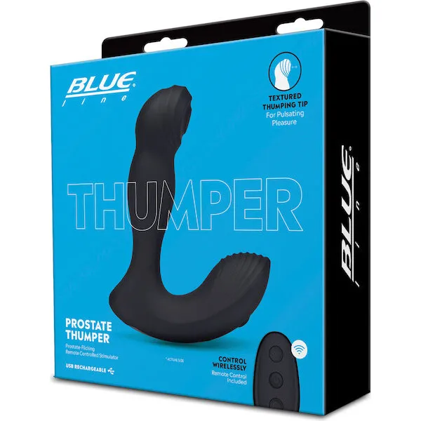 Blue Line Vibrating Prostate Thumper w/Remote - Black