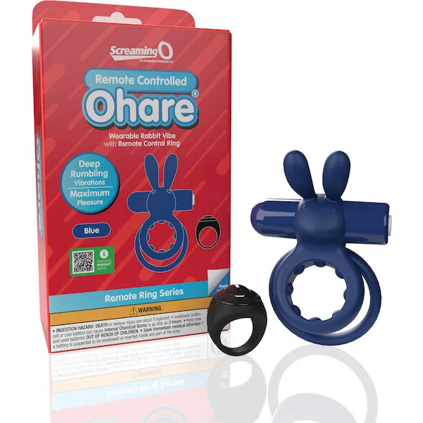 Screaming O Ohare Remote Controlled Vibrating Ring - Blue