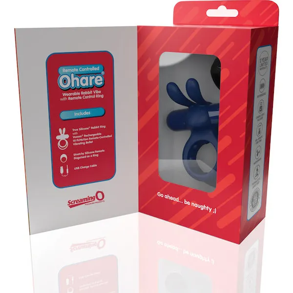 Screaming O Ohare Remote Controlled Vibrating Ring - Blue