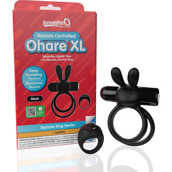 Screaming O Ohare Remote Controlled Vibrating Ring - XL Black