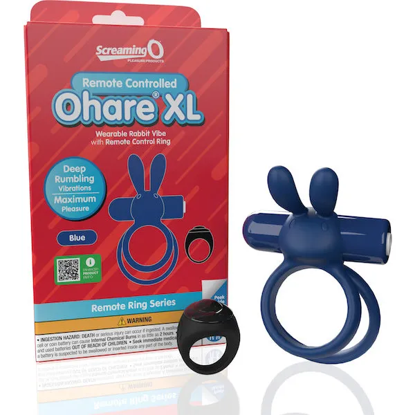 Screaming O Ohare Remote Controlled Vibrating Ring - XL Blue