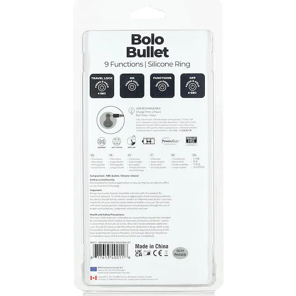 Bolo Bullet Vibrating Adjustable Cock Tie - Black