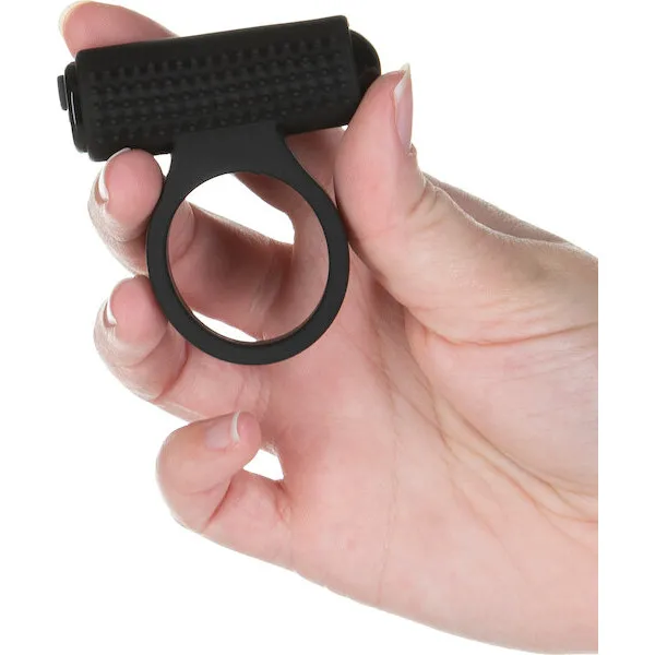 Cosmic Cock Ring w/Rechargeable Bullet - 9 Functions Black