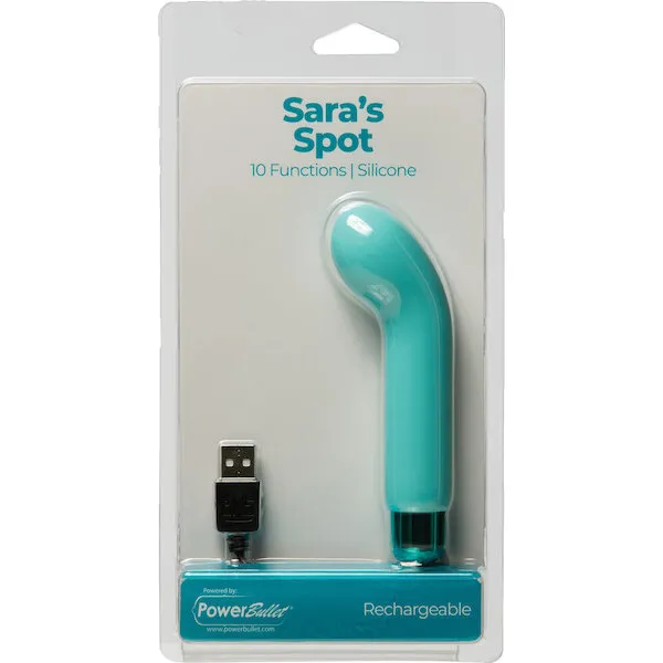 Sara-039-s-Spot-Rechargeable-Bullet-w-G-Spot-Sleeve-10-Functions-Teal