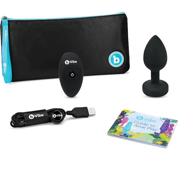 b-Vibe Remote Control Vibrating Jewel Plug (M/L) - Black