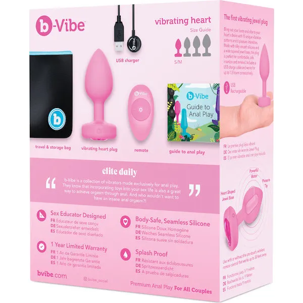 b-Vibe Vibrating Heart Plug S/M - Pink