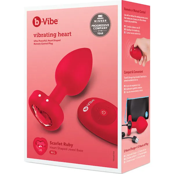 b-Vibe Vibrating Heart Plug M/L - Red