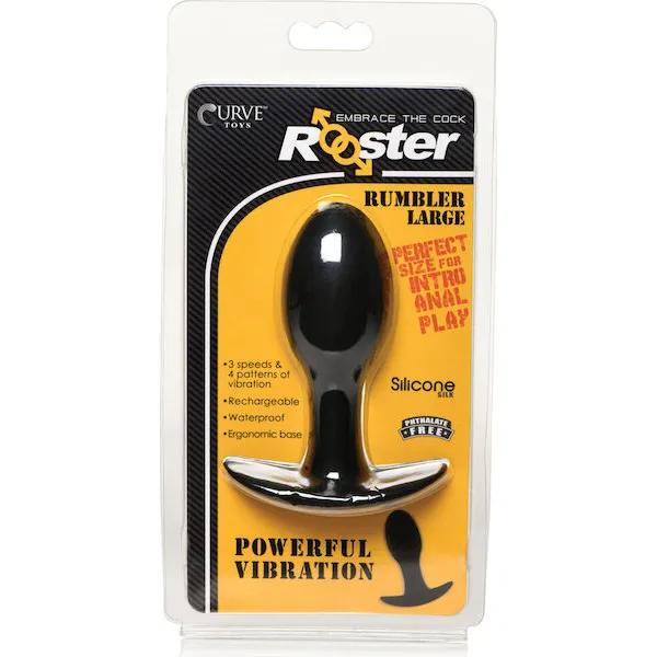 Curve-Toys-Rooster-Rumbler-Vibrating-Silicone-Anal-Plug-Large-Black